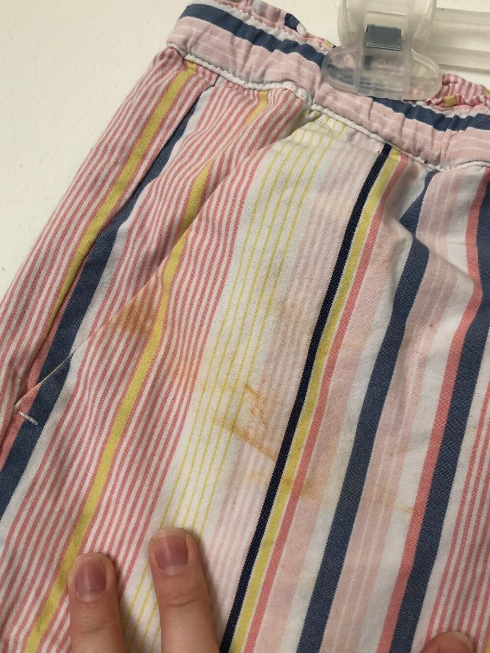 ANN TAYLOR LOFT Striped Tie Waist Shorts Pink White Blue 100% Cotton Boho Small - Picture 9 of 15